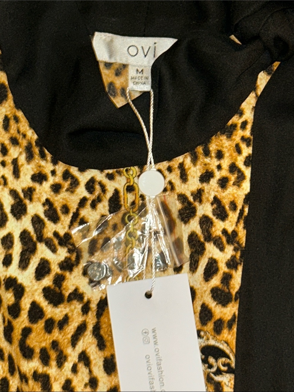 Ovi Leopard & Chain Print Blouse in Black and Gold - Picture 5 of 5